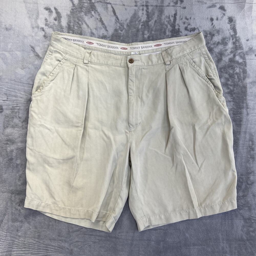 Tommy Bahama Relax Summer Shorts Pleated‎ Silk Shorts Men's Size 38 Beige